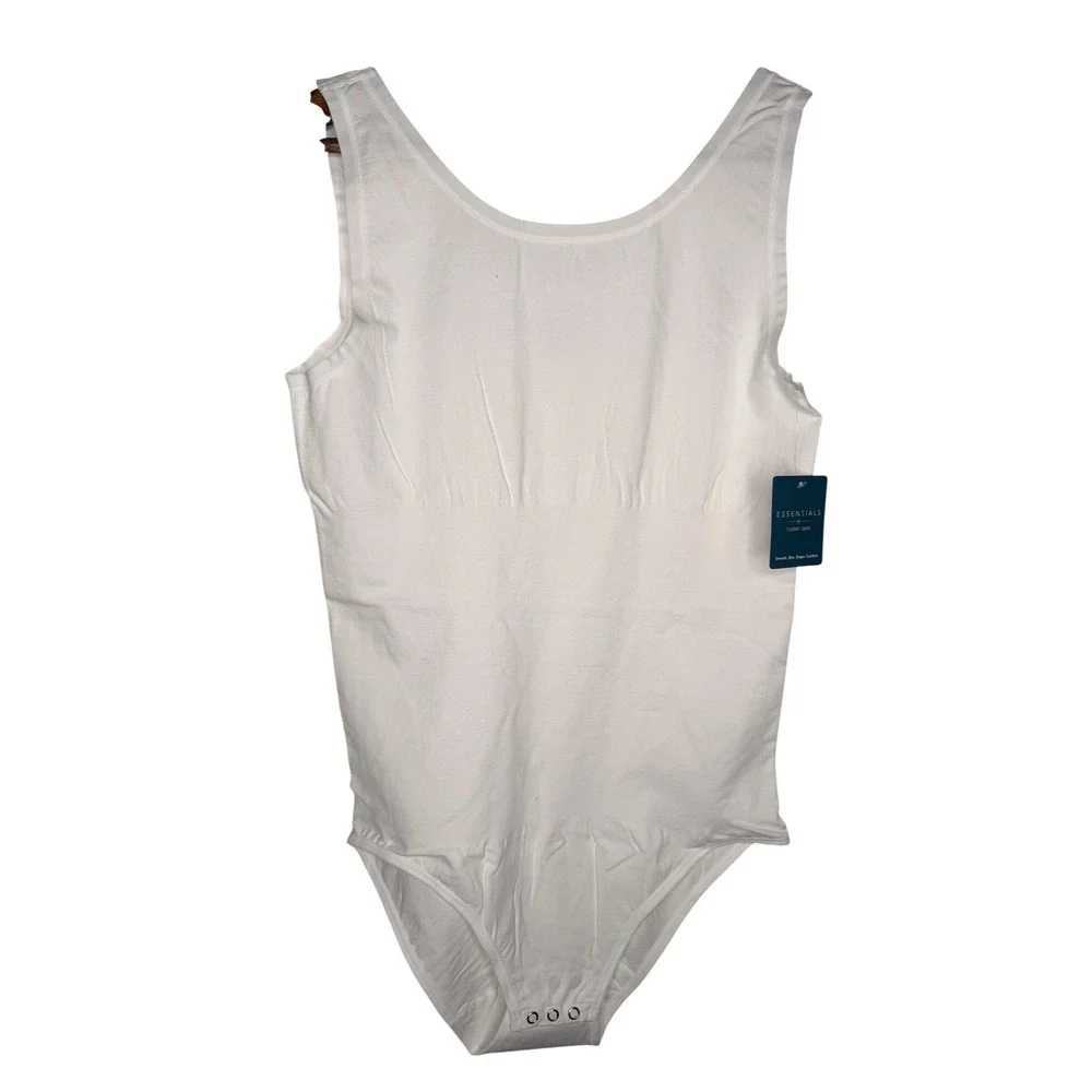 Essentials by Tummy Tank‎ white cotton full back Body suit TT5-032 Sz 1X/2X